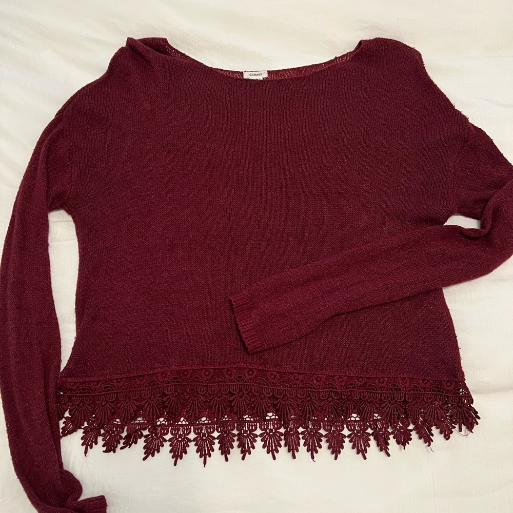 Sweater with lace trim